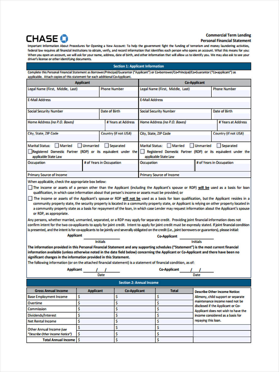 FREE 8+ Personal Financial Statement Forms in PDF Ms Word Excel