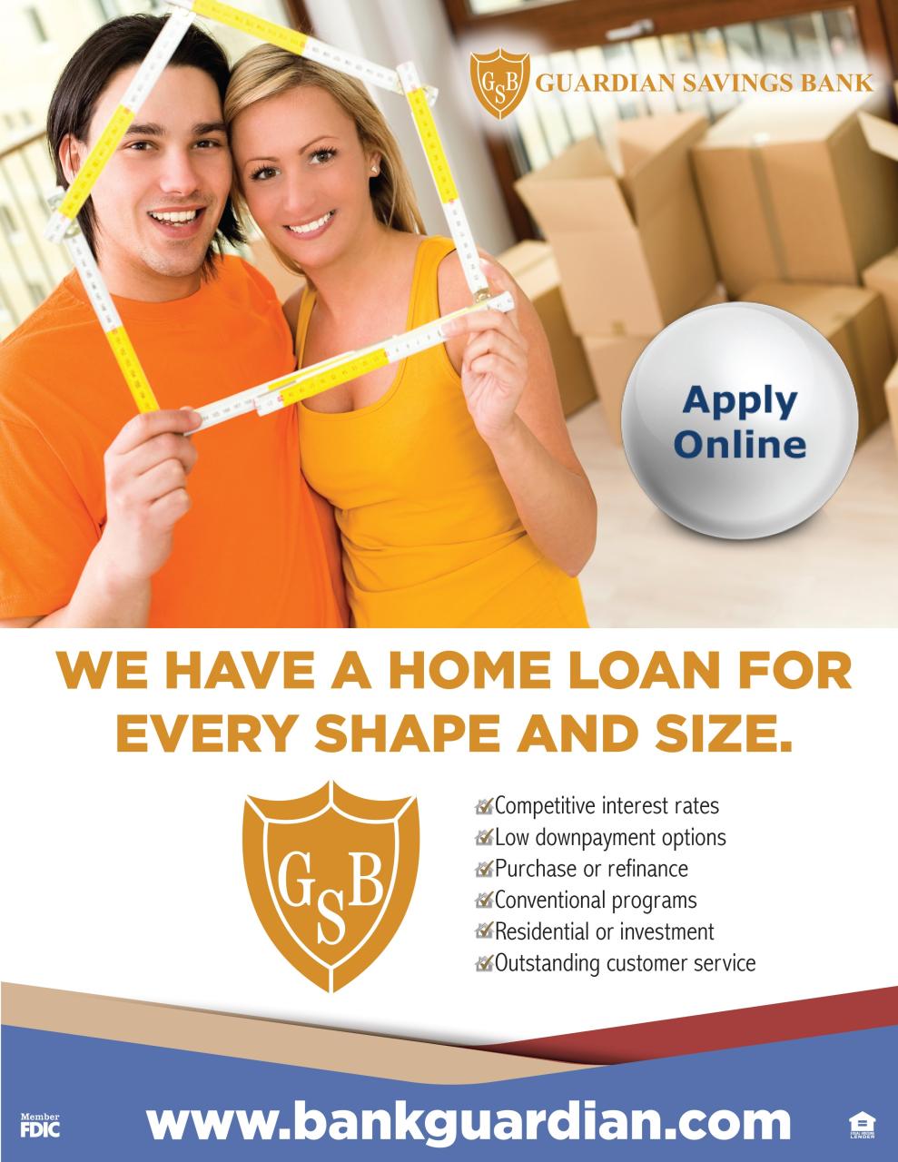 Apply for a mortgage loan 24/7 Guardian Savings Bank