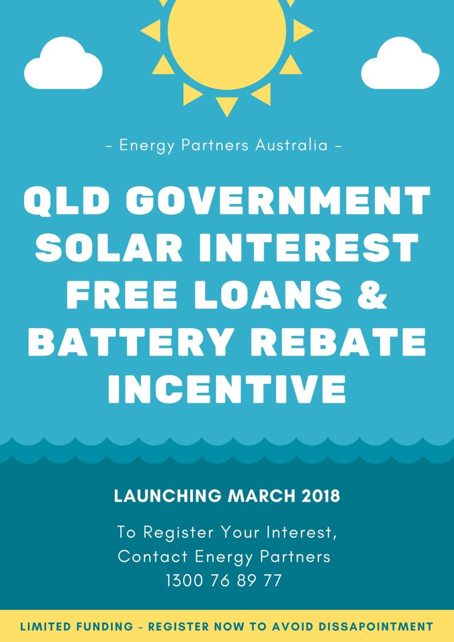 QLD GOVERNMENT SOLAR INTEREST FREE LOANS & BATTERY REBATE INCENTIVE1