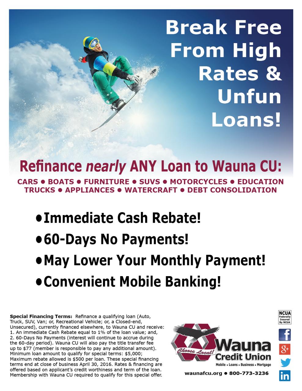 Refinance Special Move your loan to us and save! The Wonderful